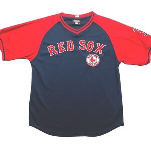 Vintage Boston Red Sox Jersey Mens Large Red Blue Short Sleeves Shirt MLB